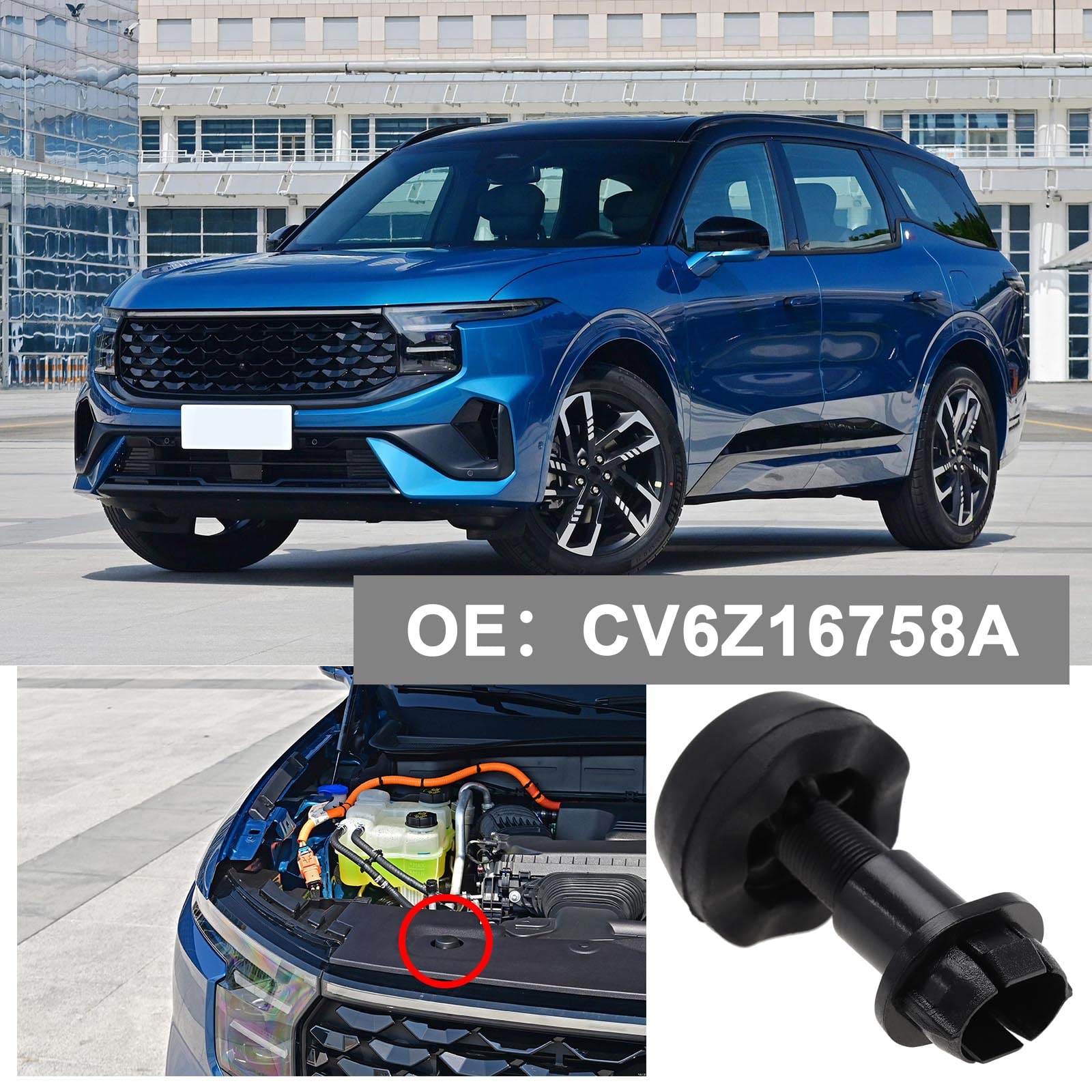 Paraurti in gomma per cuscino di arresto cofano di ricambio, compatibile con C-Max Edge Escape Focus Transit CV6Z16758A, nero