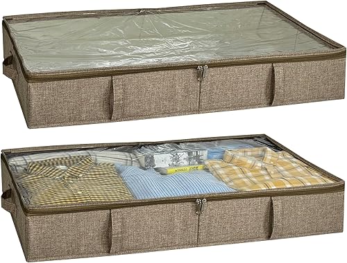 Clutter Mutter Contenedores de almacenamiento para debajo de la cama de 5 pulgadas de alto, 33.8 x 17.7 x 5.1 pulgadas, resistente organizador de