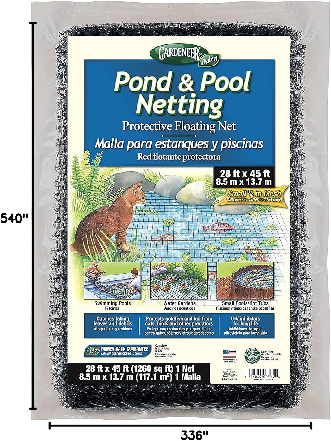 Dalen Pond & Pool Netting – Outdoor Water Garden Cover – Protective Mesh for Fish & Aquatic Life - 3/8" Mesh - (28' x 45')