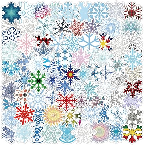 Miniatura 1 de Calcomanías de copo de nieve de invierno 100 unidades impermeables de vinilo botter de agua decoraciones para laptop para patineta lindas