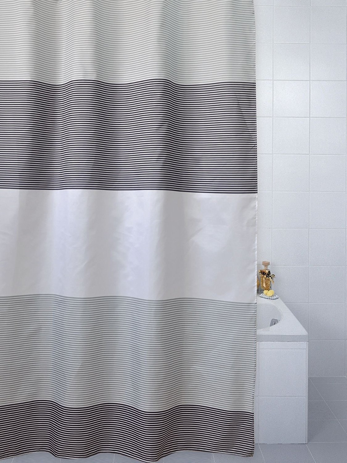 Blue Canyon Grey Horizon Cream Polyester Shower Curtain 180Cm X 180Cm (Grey)