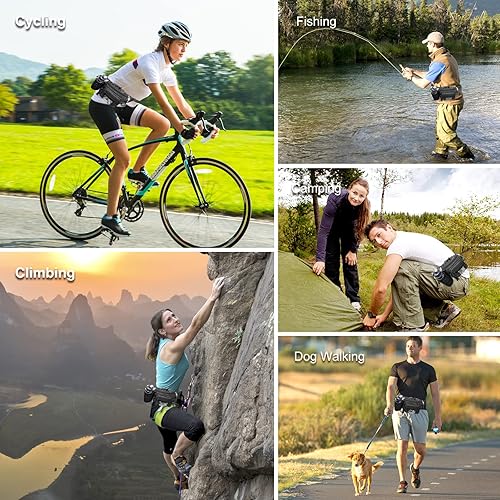 Miniatura 6 de HCM Riñonera de senderismo con soporte para botella de agua, riñonera para hombres y mujeres, senderismo, ciclismo, escalada, pesca, paseo de