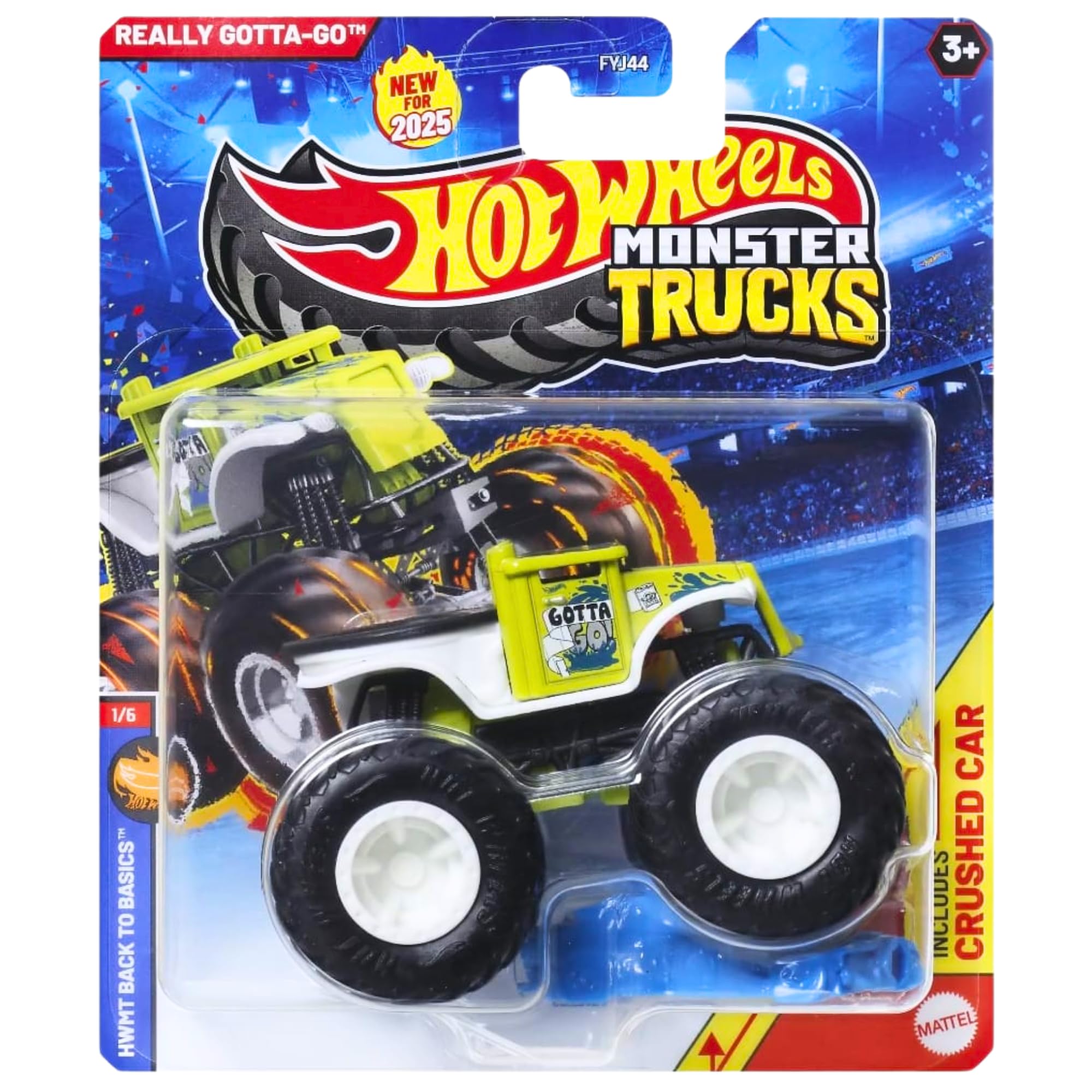 Hot Wheels Monster Trucks Collectible Toy 1:64 Scale Diecast Model Vehicle - HWMT Back to Basics 1/6 Really Gotta-Go - JCD65