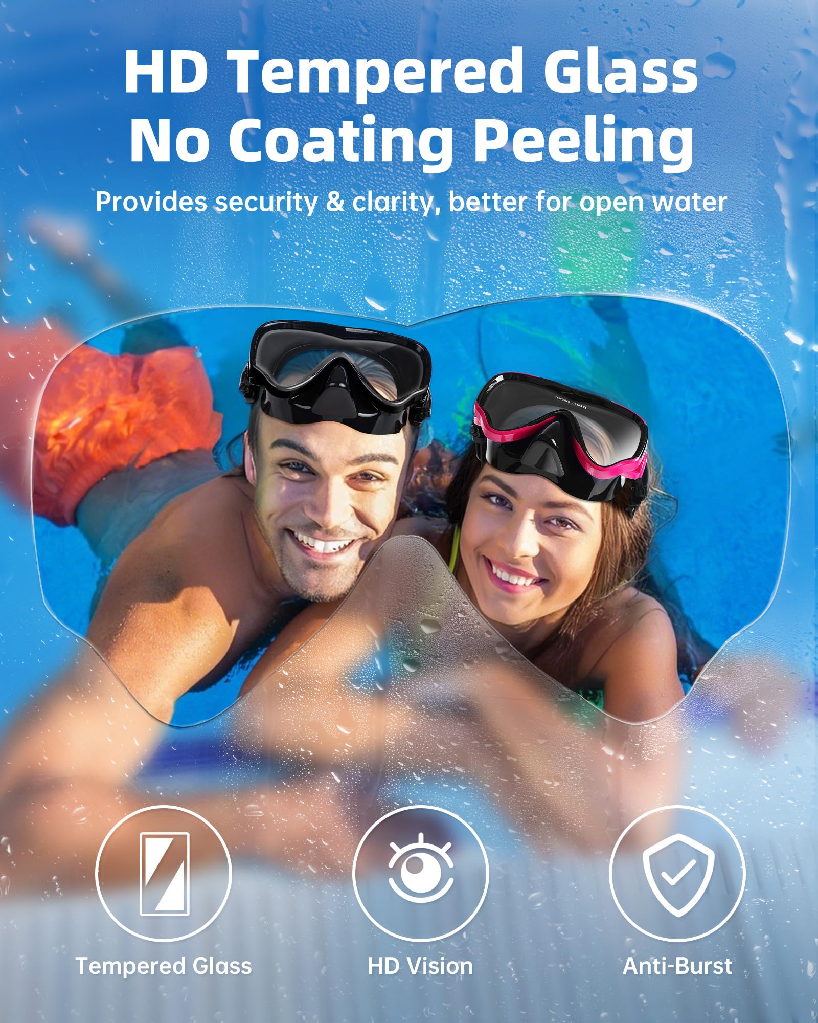 Adult Swim Goggles with Nose Cover, 180° Clear Wide View No Leak Diving Mask Pool Goggles for Women Men Adult Youth