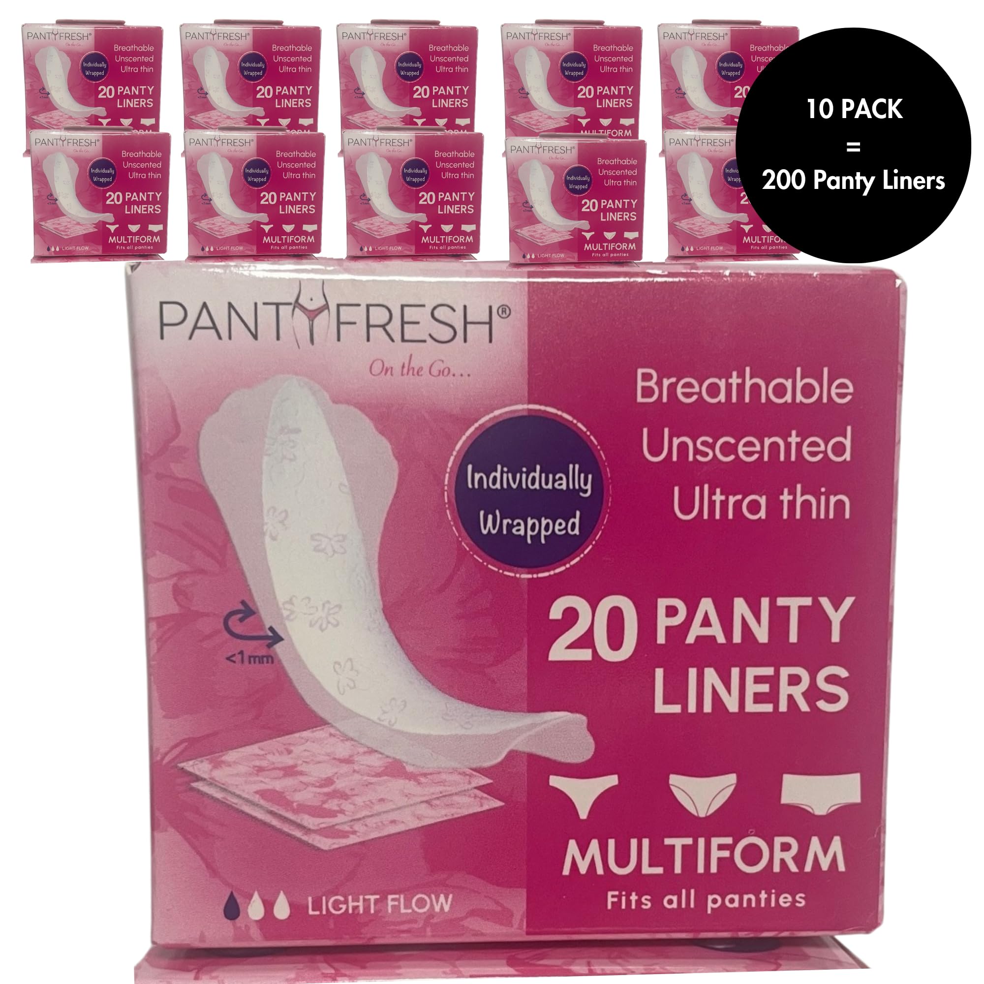 Individually Wrapped Multiform Panty Liners Unscented Ultra Thin Liner Fits Thong and Regular Panties Pantyliner