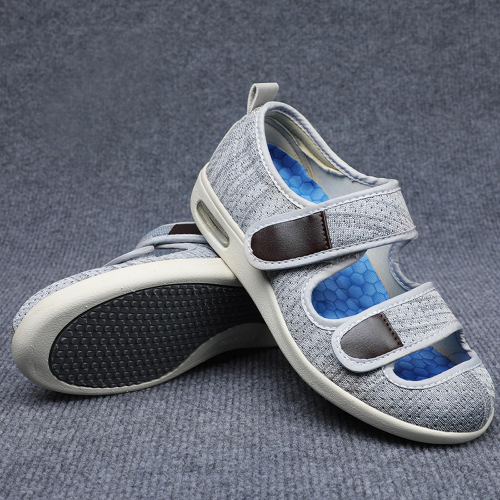 Sandali Diabetici Donna Larghe Scarpe da Riabilitazione Ortopediche Regolabili Antiscivolo Piedi Gonfi Regolabili La Neuropatia Dolorosa