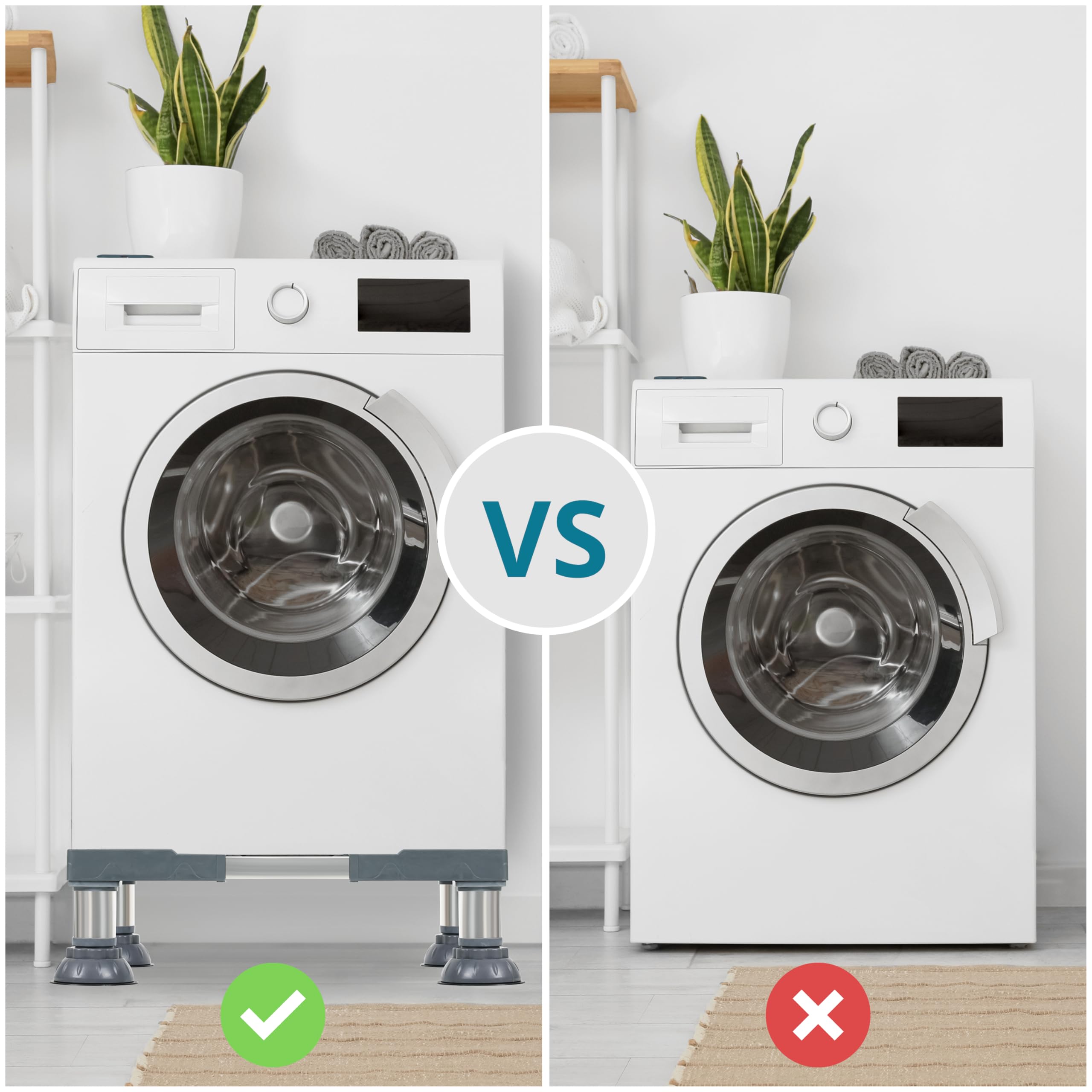 Winter Shore Support Lave Linge & Appareils Electroménagers, Blanc | Rehausseur Cuisiniere, Sèche-linge Universel, Socle Machine à Laver Surelevee Robuste, Pieds en Acier Solides & Antidérapants