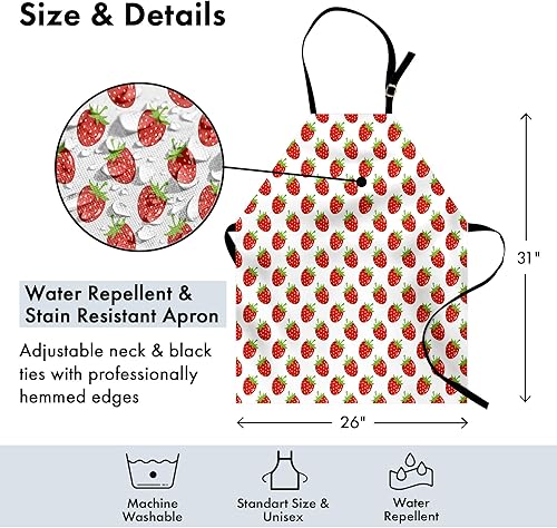 Miniatura 8 de Lunarable Delantal de gato, gatito de moda con anteojos en forma de corazón e ilustración de cinta para adolescentes, babero de cocina unisex con