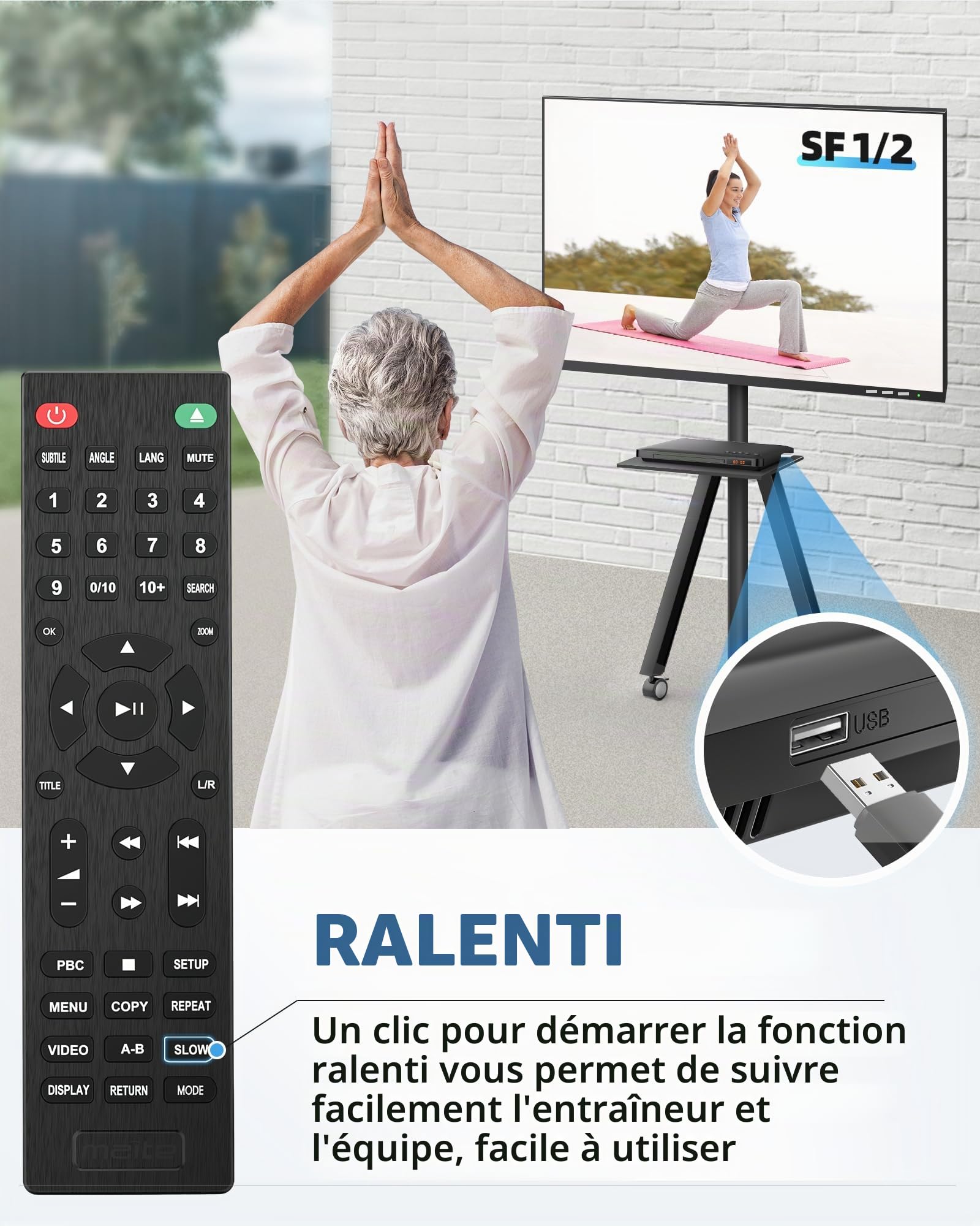 Lecteur DVD pour TV avec HDMI, Lecteur DVD sans région avec système NTSC/PAL, Lecteur de CD pour chaîne stéréo, câbles HDMI/RCA Inclus, télécommande