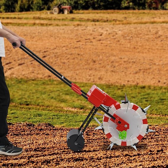 Manual Seeder, 7 Nozzles Garden Push Seeder Planter,Hand-Push Garden Seeder Roller Seeding Portable Multi Functional Precision Manual Sowing Tools for Maize,Peanut,Cotton