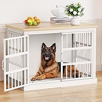 Vista 9 de VOPEAK Mueble rústico para jaula de perros de 40 pulgadas, jaula resistente con bandejas extraíbles para perros pequeños y medianos, jaula
