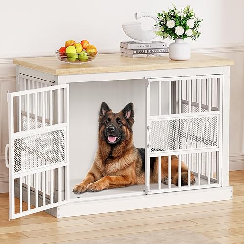 Miniatura 16 de VOPEAK Mueble de jaula para perros de 40 pulgadas, resistente a los masticados, jaula resistente para perros, jaula para perros con puertas dobles