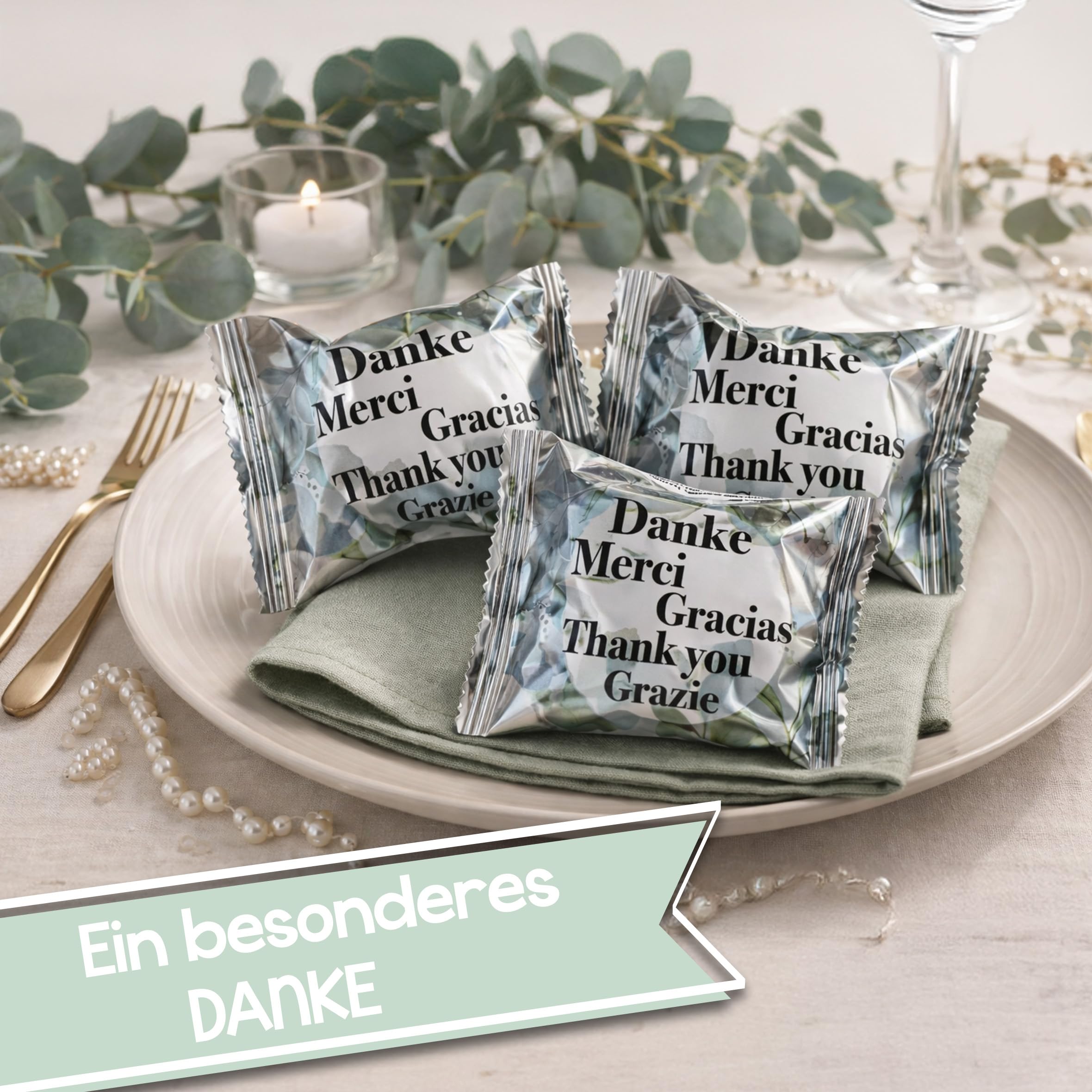 FOOD crew 60 Glückskekse Danke - Dankeschön Geschenke klein Einzeln verpackt in Box - ein kleines Dankeschön Geschenk Hochzeit - Danke Geschenk - Adventskalender Füllung - Made in Germany