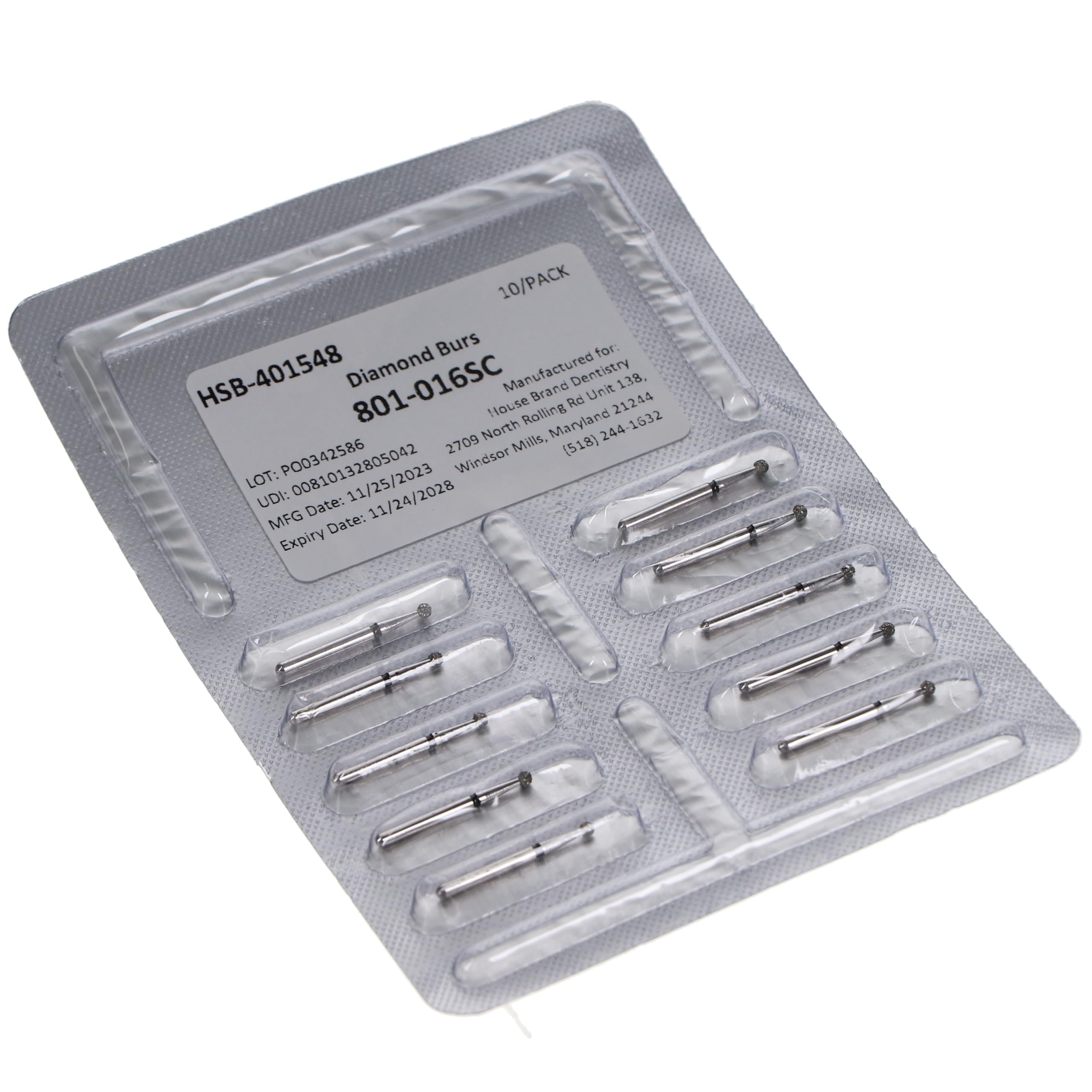 House Brand Dentistry 401548 HSB FG 801-016SC Round Super Coarse Grit Diamond Burs 10/Pk