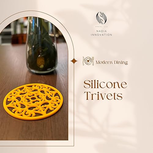 Miniatura 5 de Nadia Innovation - Salvamanteles de silicona premium, juego de 3, posavasos y almohadilla caliente, alfombrilla flexible, diseños modernos,