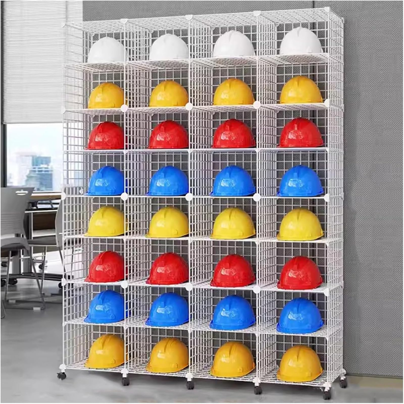 Rollin Safe - Estante para casco con ruedas universales, estante para cascos de 4/8/16/24/32 cascos de bomberos para Sto a granel y fácil acceso