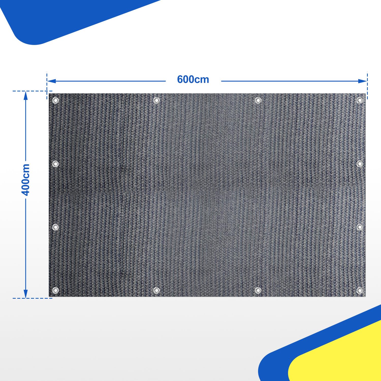 Alfombra para tienda de campaña 400x600 cm con estacas y bolsa, lavable, transpirable, antideslizante, gris y azul