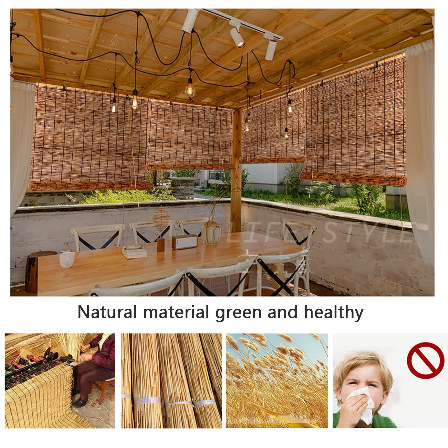 outdoor bambus Handmade Waterproof Outdoor Bamboo Light Hanging Lanterns Black / 13.78 ''Diax12.99 ''H / Single