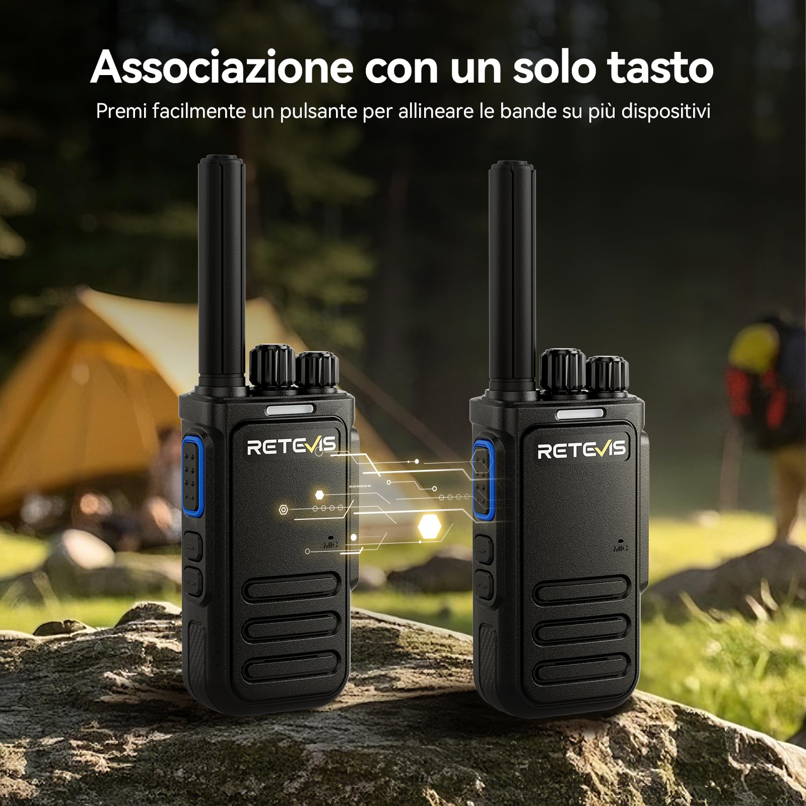 Retevis B64 Walkie Talkie per Adulti, Radio a 2 Vie, Riduzione del Rumore Chip AI a Due Vie, Regolazione della Qualità del Suono, Comunicazione Radio USB-C Ricaricabile per Famiglia (Nero, 2 Pezzi)