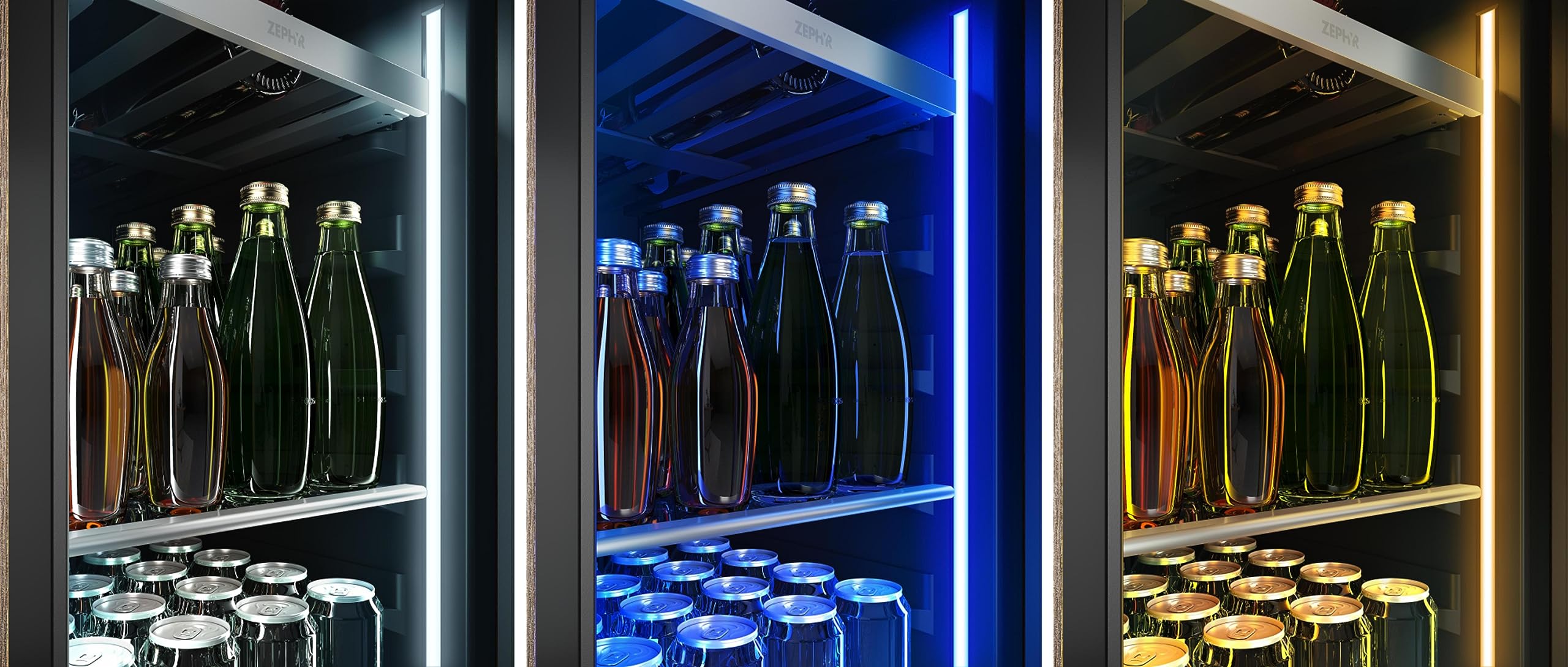 Zephyr PRB15C01C Presrv 15 Inch Wide 4 Bottle Capacity and 64 Can Capacity Energy Star Certified Wine and Beverage Cooler Combo with PreciseTemp™ - Stainless Steel/Glass on Fridge.com