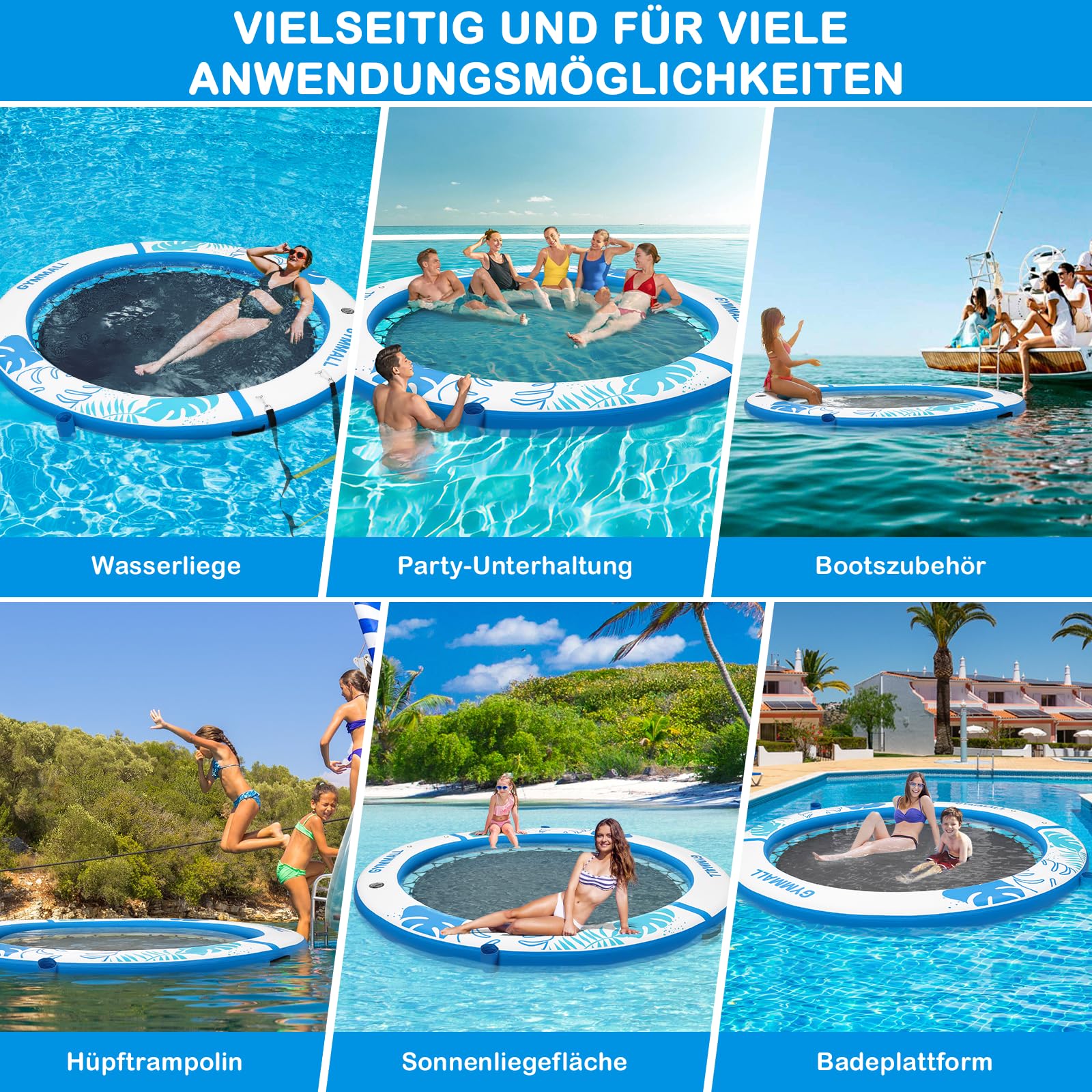 Aufblasbare Schwimmendes Dock, 240cm Runder Aufblasbare Schwimmendes Plattform für Erwachsene,Wasserhängematte Floating Plattform mit Leiter für Pool, See und Strand