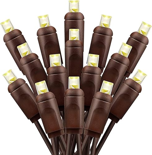 Mini luz LED de Navidad de 17 pies, 50 luces LED de Navidad, blanco cálido, 0.197 in, gran angular, grado comercial, IP65, luz de patio impermeable