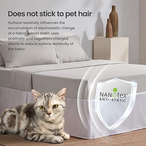 Miniatura 2 de SLEEP ZONE Faldas de cama plisadas envolventes tamaño Queen, falda de cama a medida de 15 pulgadas, de fácil ajuste, antiestática, sin arrugas y