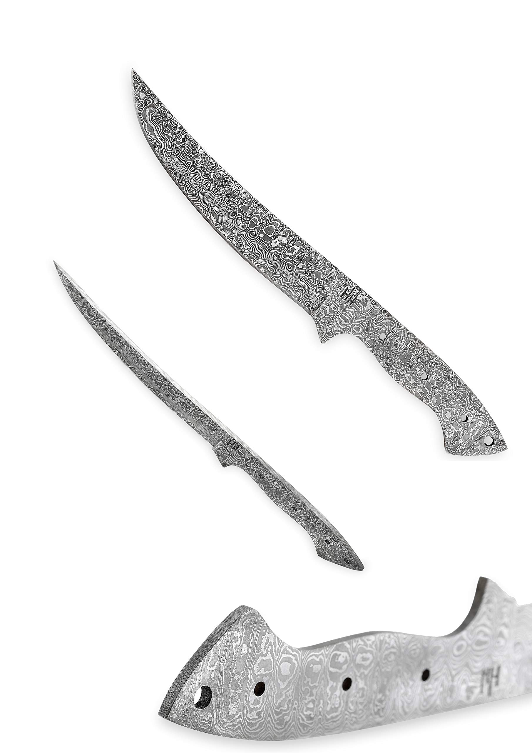 Hobby Hut HH-801, hoja en blanco de acero de Damasco de 13 pulgadas hecha para cuchillos de caza, hoja fija diseñada para caza, camping y cuchillos de supervivencia