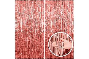 2 Pack Rose Gold Fringe Curtain Backdrop for Birthday Bachelorette Party Decorations