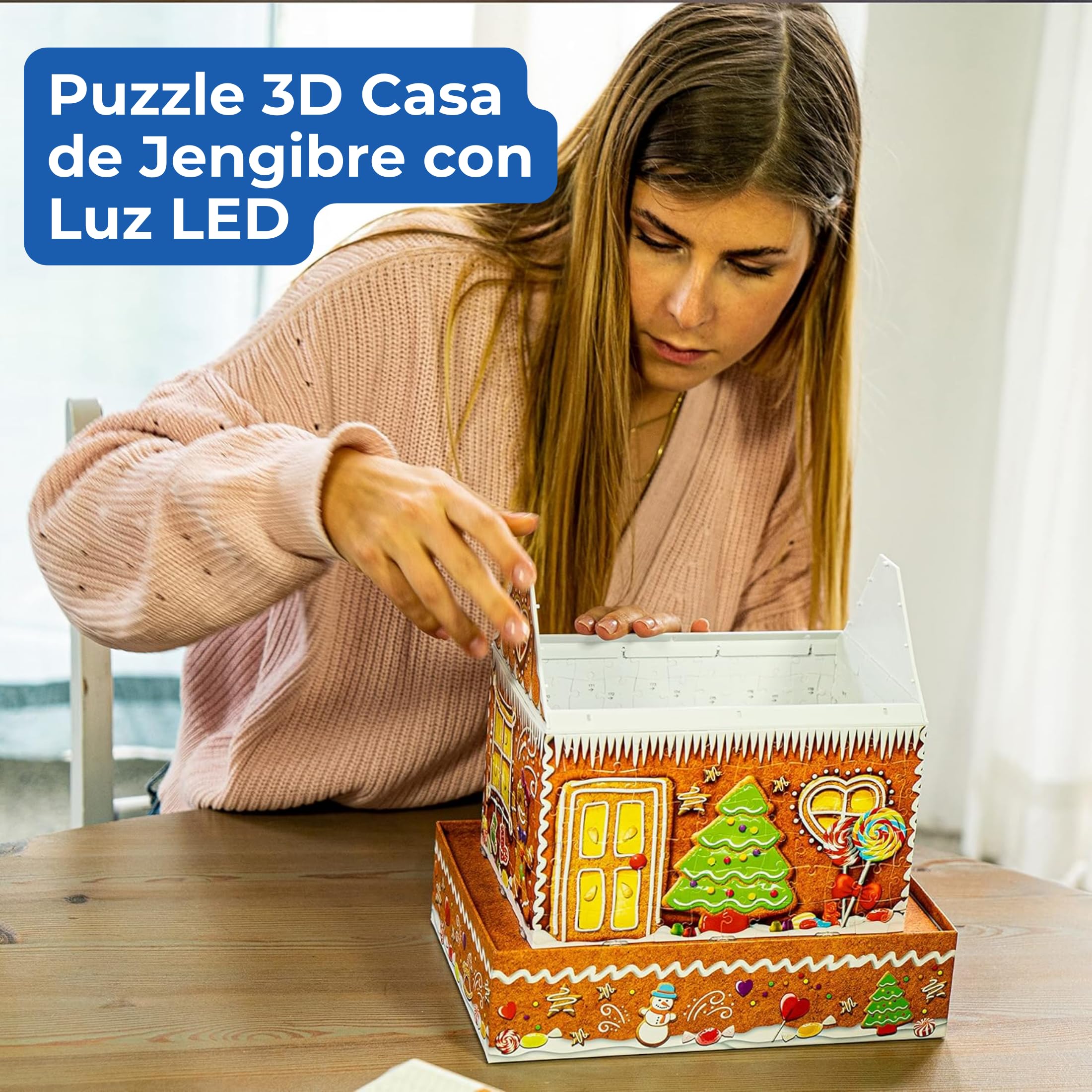 Ravensburger - Puzzle 3D Casa de Jengibre LED 257 Piezas, +8 años