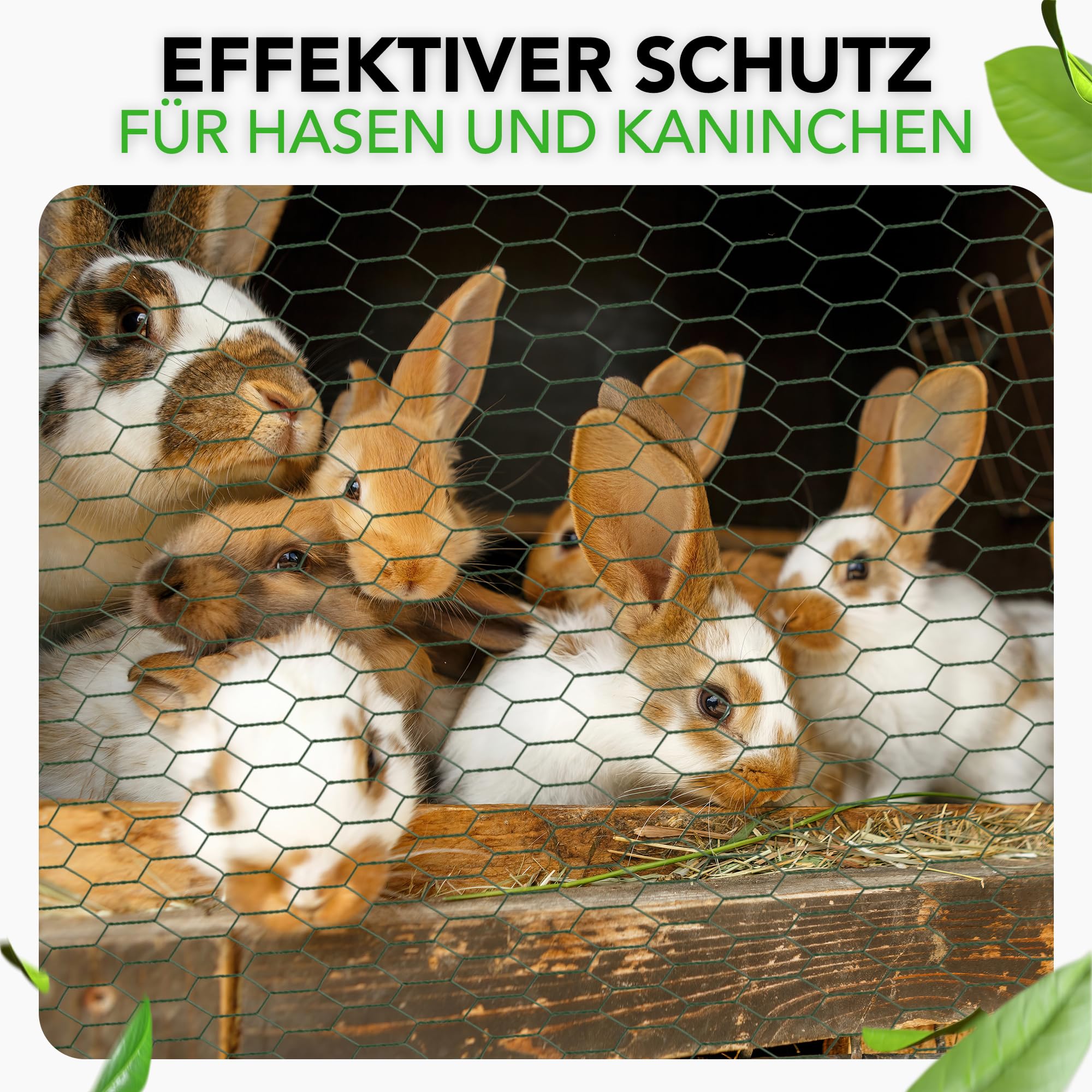 Maschendrahtzaun feinmaschig - 50 x 1 Meter - Hasendraht, Kaninchendraht, Hasengitter, Drahtgeflecht, Zaundraht, Hasendraht 100cm Hoch, Baumschutzgitter, Kükendraht