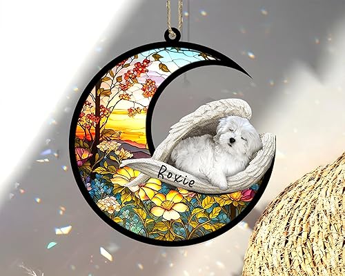 Miniatura 13 de Chow Chow Dog Memorial Suncatcher, adorno de Navidad Chow Chow con nombre, atrapador de pérdida de mascotas, regalos para los amantes de los perros