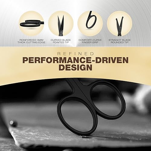 Miniatura 3 de Utopia Care - Tijeras de cabello facial curvadas y redondeadas para hombres, tijeras para bigote, pelo de nariz y barba, uso seguro para cejas,