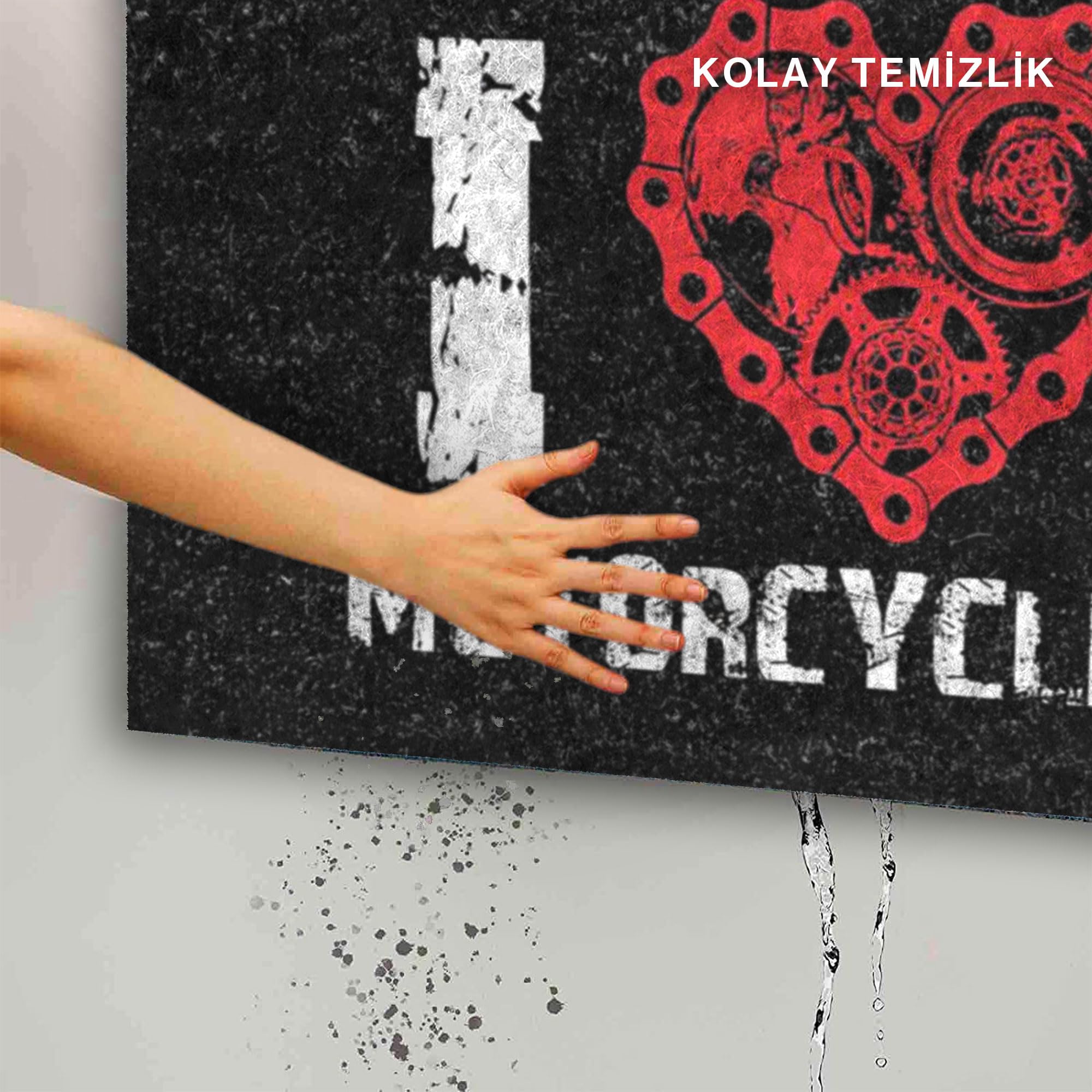 Monnhein Kapı Önü Paspası - Modern ve Şık Kapı Paspası | Ev, Ofis ve Dış Mekân Kullanımı İçin (I Love Motosiklet) 45x65
