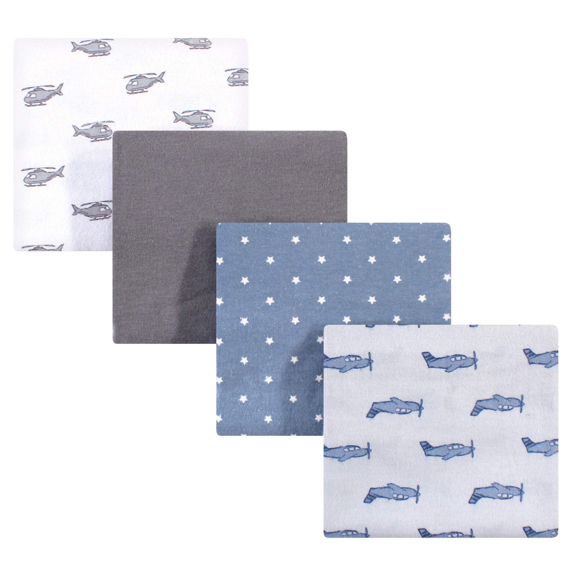 Hudson Baby Unisex Baby Cotton Flannel Receiving Blankets, Airplanes Helicopters, One Size