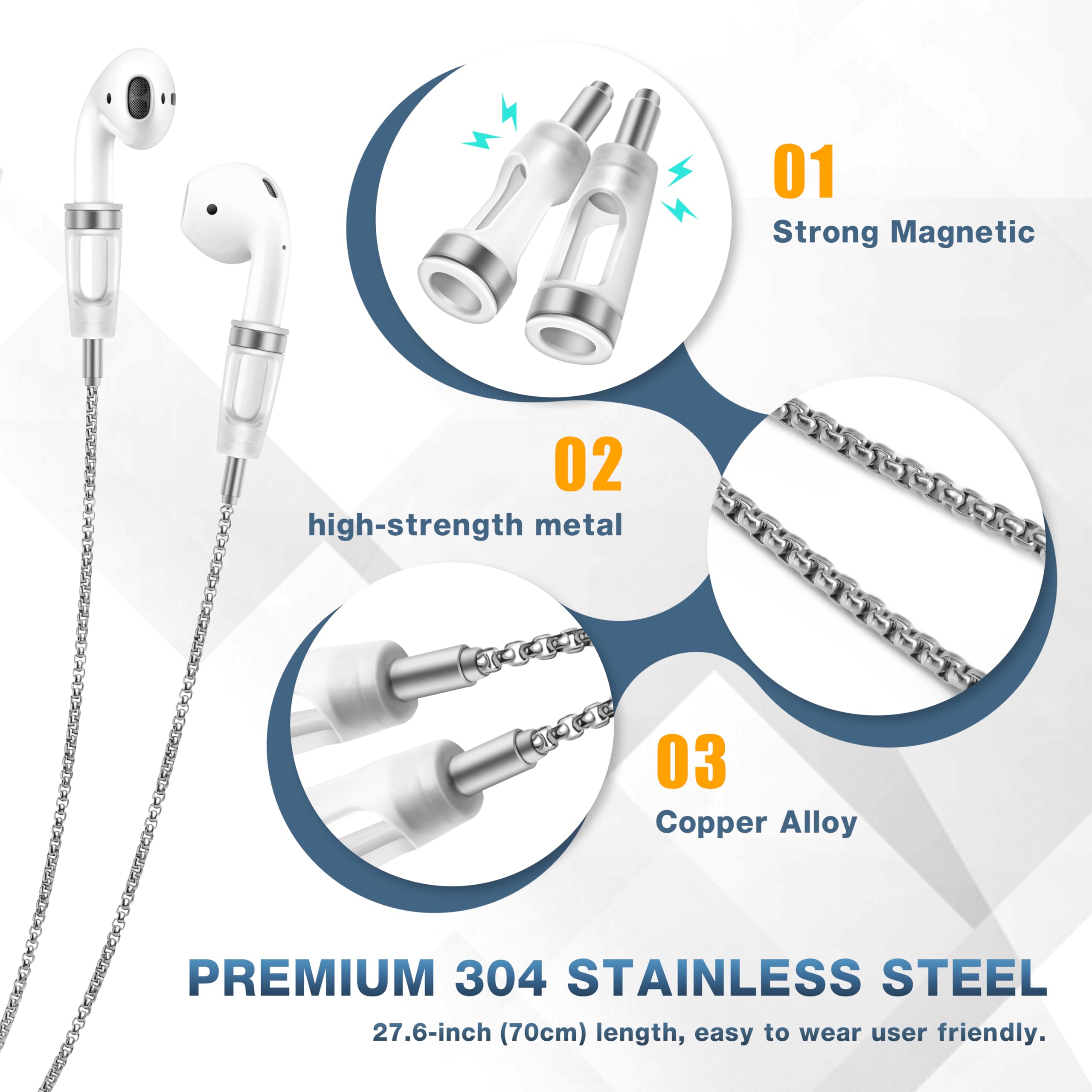 Cinghia da collo anti-smarrimento per Airpods O Oro/Argento