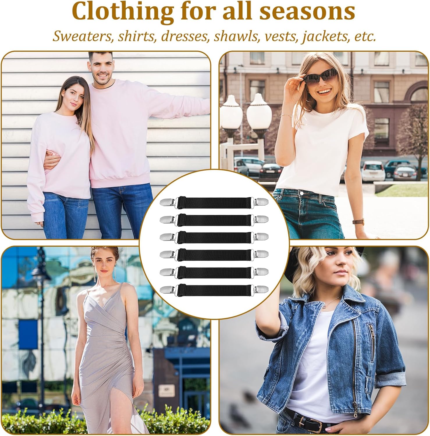 6 Pcs Elastic Cinch Clip, Clothing Cinch Clip Dress Tightener Waist Cincher Clips Belt Clips for Jeans, Pants - Image 7