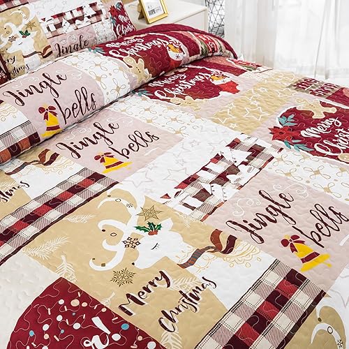 Miniatura 5 de Juego de edredón de Navidad Queen, juego de edredón de 3 piezas de microfibra suave y ligera con 2 fundas de almohada para niños, adolescentes y
