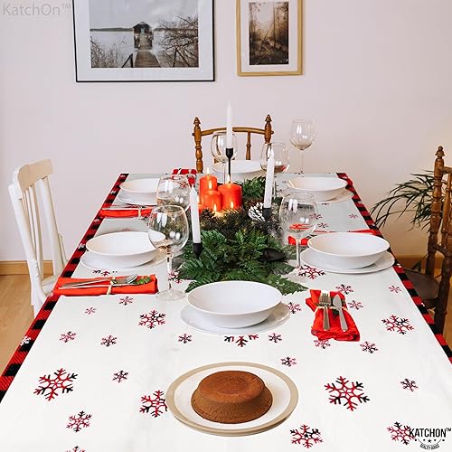 Miniatura 4 de KatchOn, Mantel navideño de reno a cuadros, paquete de 3, 108 x 54 pulgadas, mantel de plástico navideño para mesas, manteles de vinilo de Navidad