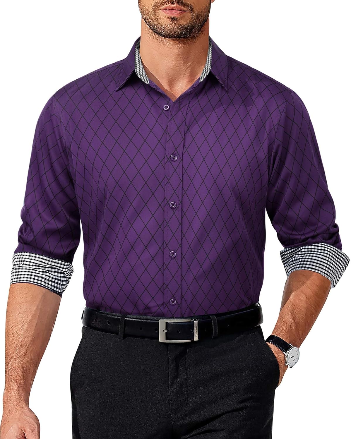 COOFANDY Men's Dress Shirt Long Sleeve Casual Button Down Shirt Wrinkle Free Formal Business Shirts