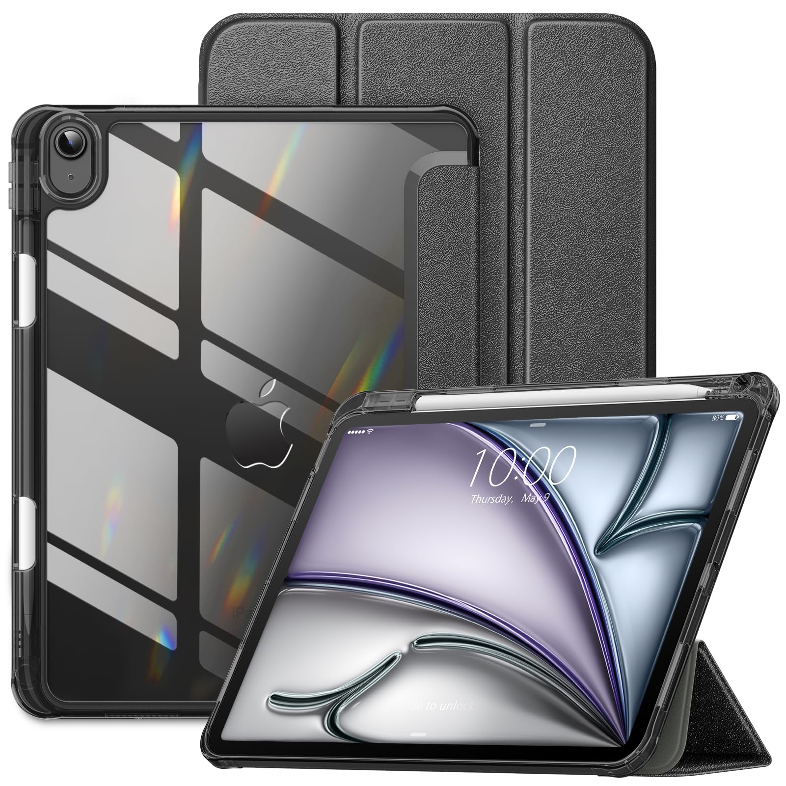 VIKESI Case for iPad Air 11 inch 2024, iPad Air 6th / 5th / 4th Generation Case,Matte Slim Hard Back, Soft TPU Frame, Pencil Holder and Auto Sleep/