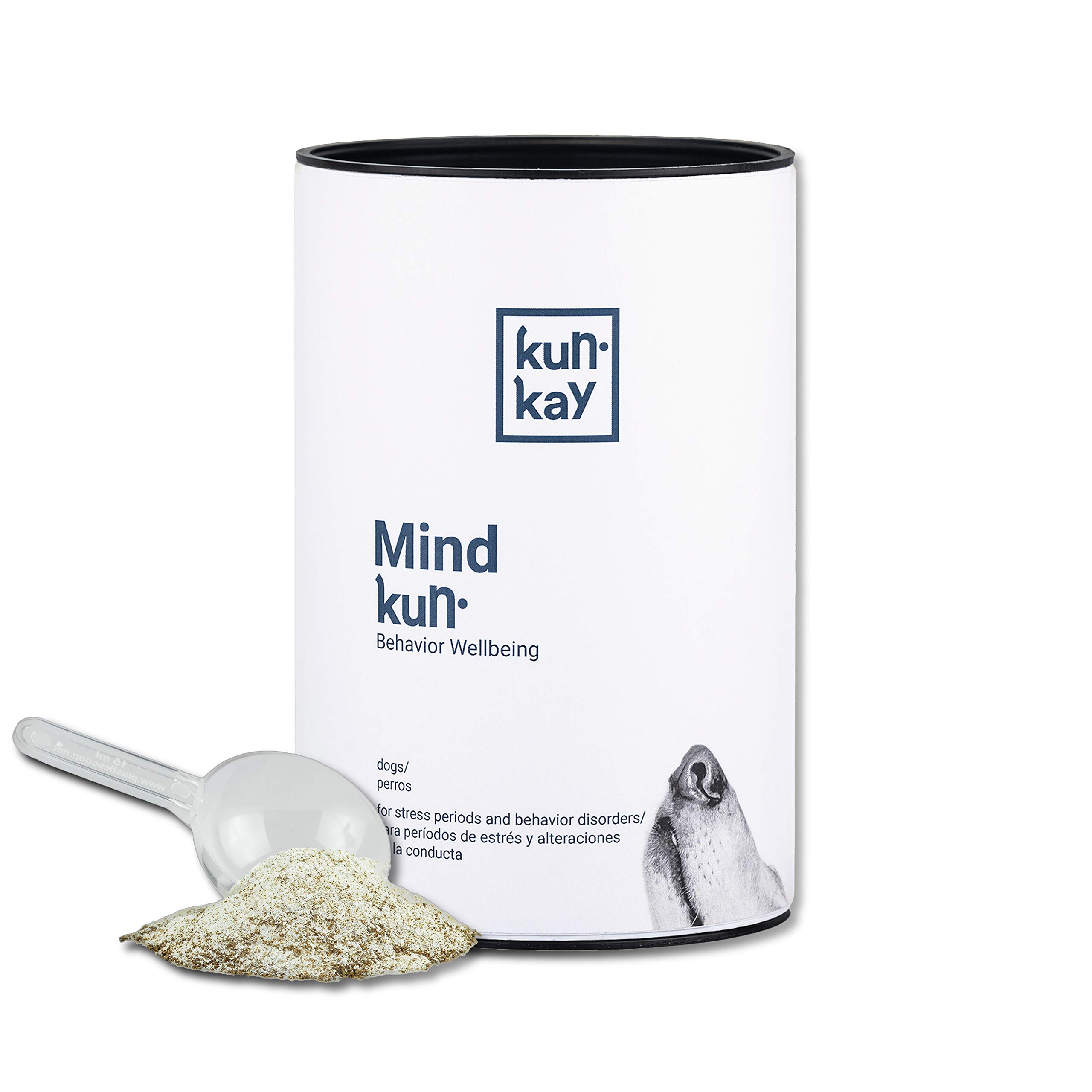 Mindkun - Suplemento Natural en Polvo Calmante para Perros 270 g | Antiestrés, Con Triptófano, Con Vitaminas B, Relajante sin Sedación