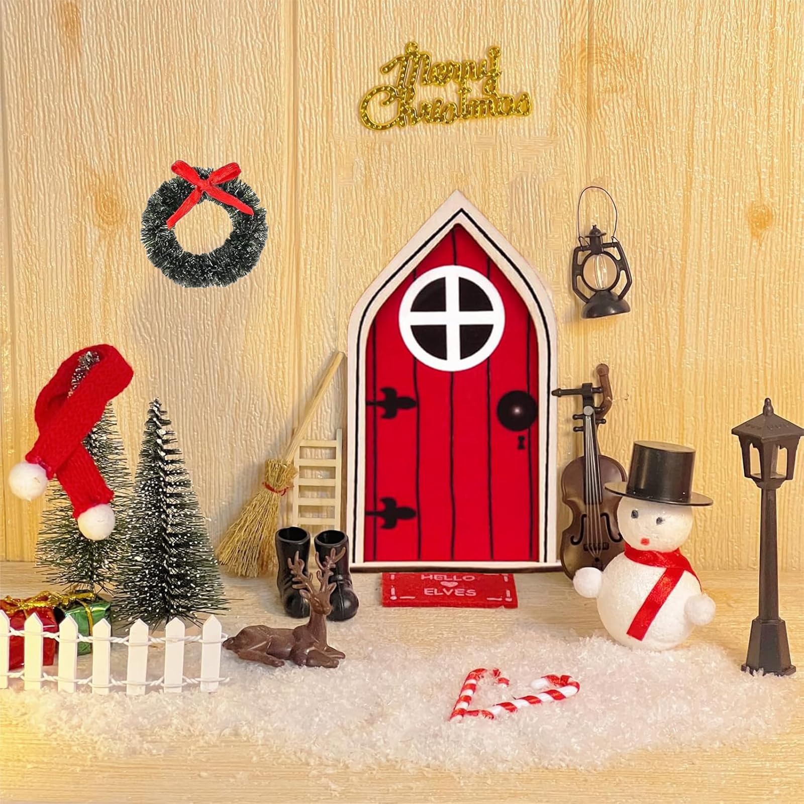TANCUDER Set 10 Pezzi Accessori In Miniatura Per Casa Delle Bambole – Tema Natale Con Gnomi, Stivali, Albero E Ghirlanda