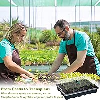 Vista 7 de Halatool Paquete de 5 bandejas de iniciación de semillas negras con cúpula de humedad, bandejas de inicio de semillas reutilizables, kit