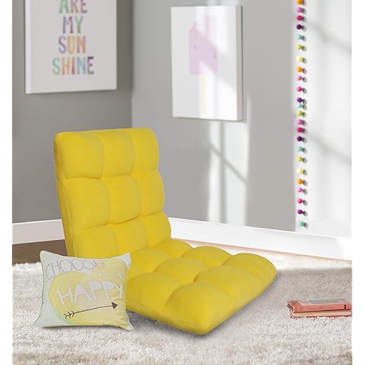 Chic Home Daphene Adjustable Recliner Rocker Memory Foam Armless Floor Gaming Ergonomic Chair, Yellow