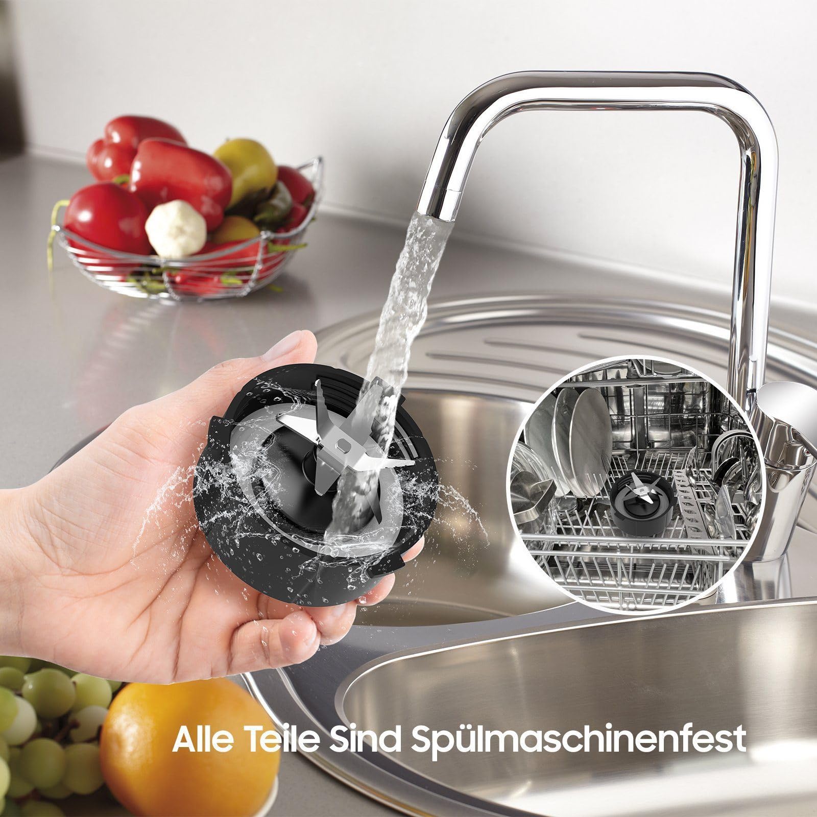 iceagle Mikser stojący Smoothie Maker – blender elektryczny 1300 W | mikser 2 w 1, dzbanek 1,5 l i kubek 600 ml, funkcja Ice-Crush, 2 poziomy prędkości, funkcja pulsu, 22000 obr./min dla gładkiej