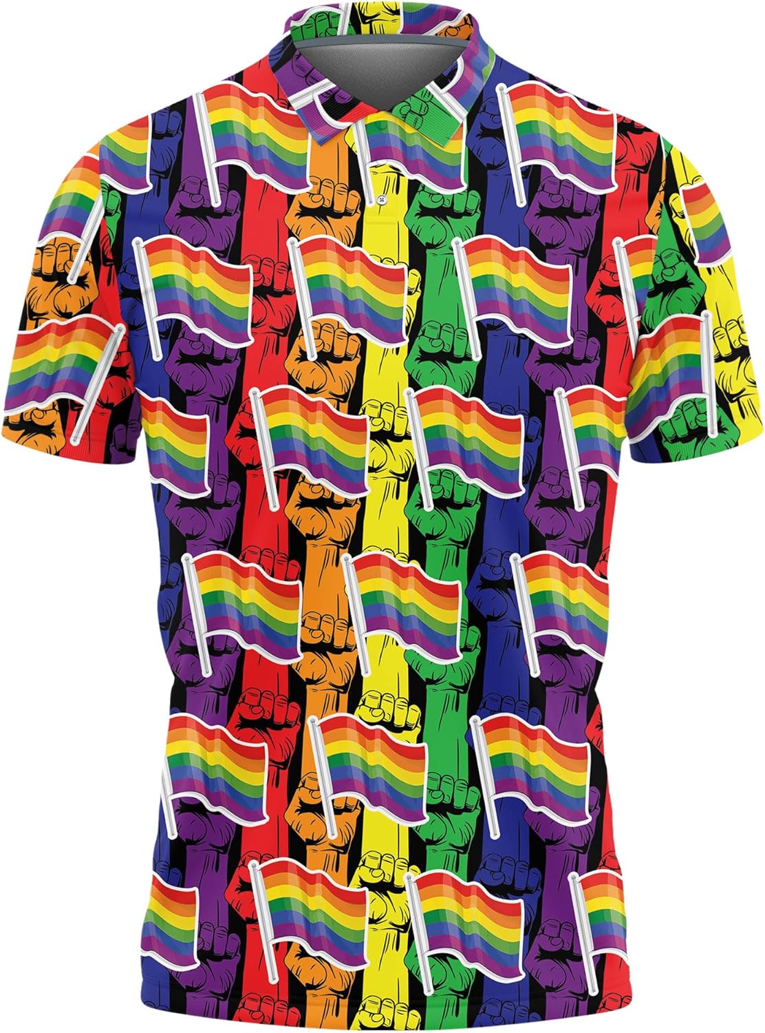 Gay Pride Golf Shirt Men Funny Golf Polos for Men Dry Fit- Rainbow Golf Polo Shirts Hawaiian Polo Golf Outfits (MP_PL_26)