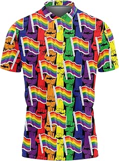 Gay Pride Golf Shirt Men Funny Golf Polos for Men Dry Fit- Rainbow Golf Polo Shirts Hawaiian Polo Golf Outfits (MP_PL_26)