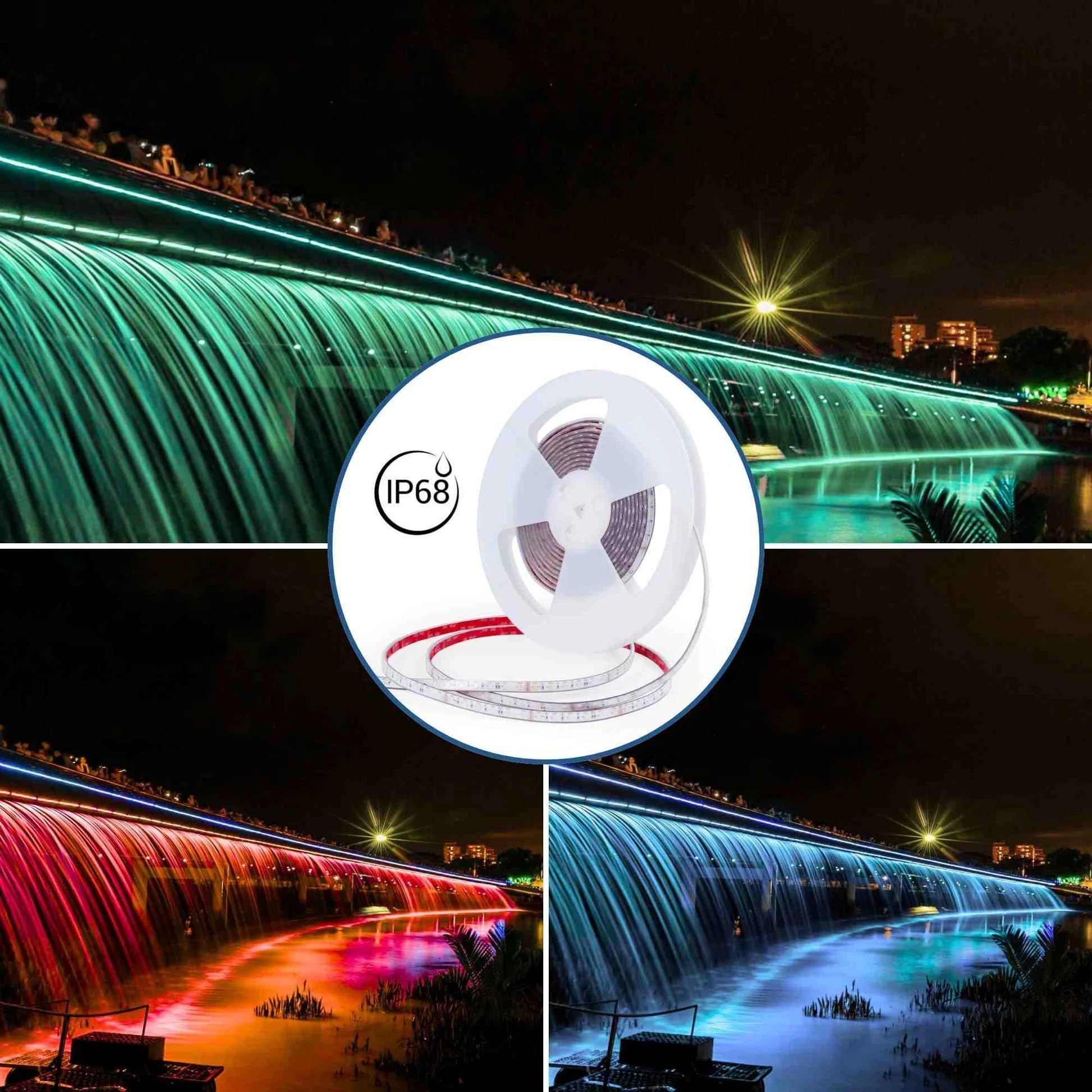 BARCELONA LED - Ruban LED RGB 24V DC IP68 Submersible 10m 14.4W/m 60 LED/m SMD2835 Ruban LED Étanche Silicone 12mm Éclairage Piscine Jardin Fontaine Terrasse Bande LED Multicolore