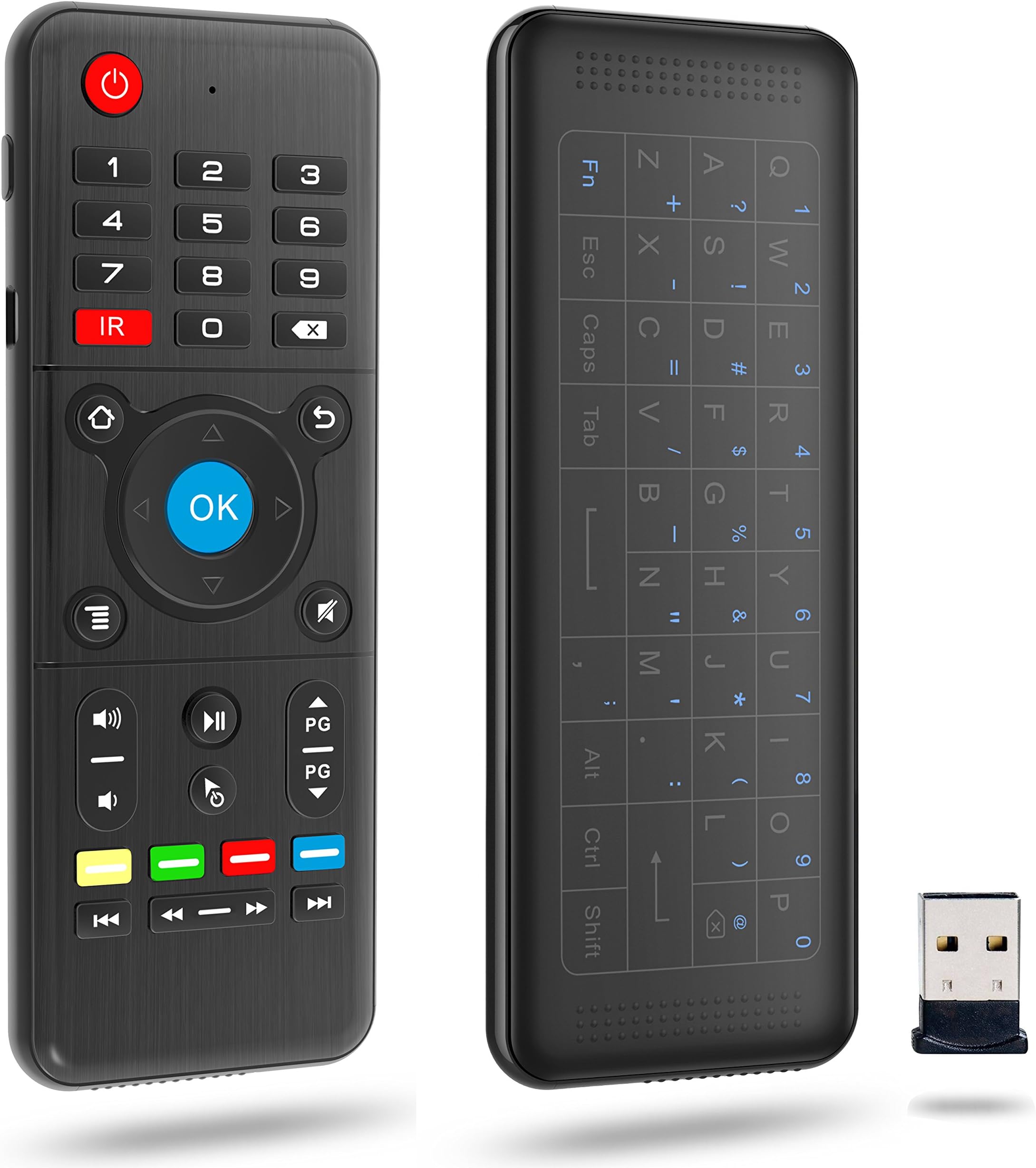 Mini Wireless Keyboard with Air Remote - VIDEN 2.4Ghz Wireless Touchpad Keyboard with Mouse, Air Remote Control, IR Learning, USB Rechargeable, For Android TV Box, HTPC, IPTV, PC, Pad and More Devices